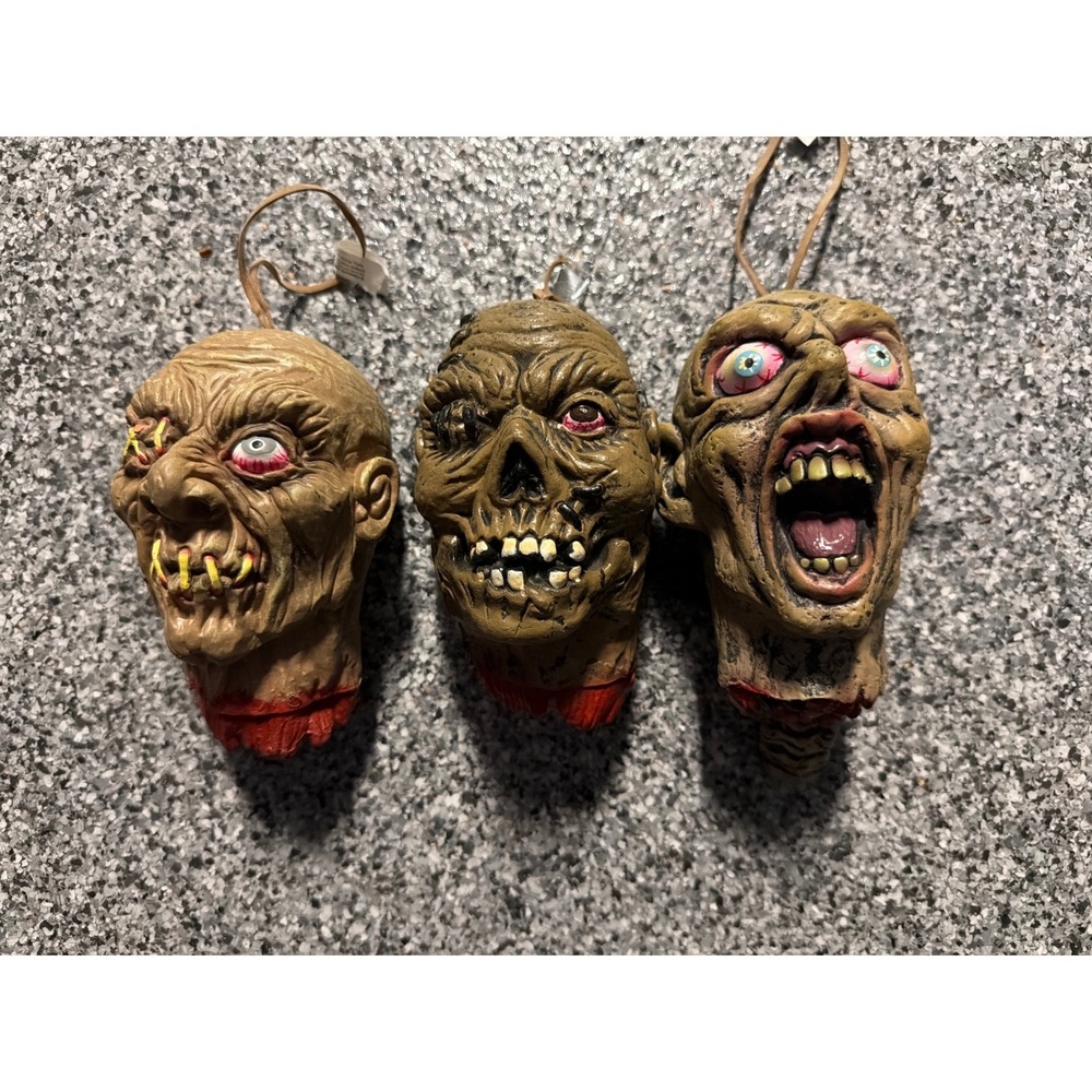 Nightview Inc Seasons Shrunken Head Ornaments Set of 3 Horror Halloween Decor
